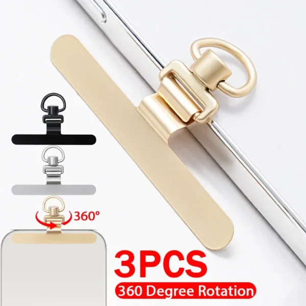 0.2mm Ultra Thin Stainless Steel Cellphone Tether Tab 360 Degree Rotation Phone Crossbody Wrist Straps Metal Gaskets Patch Clip