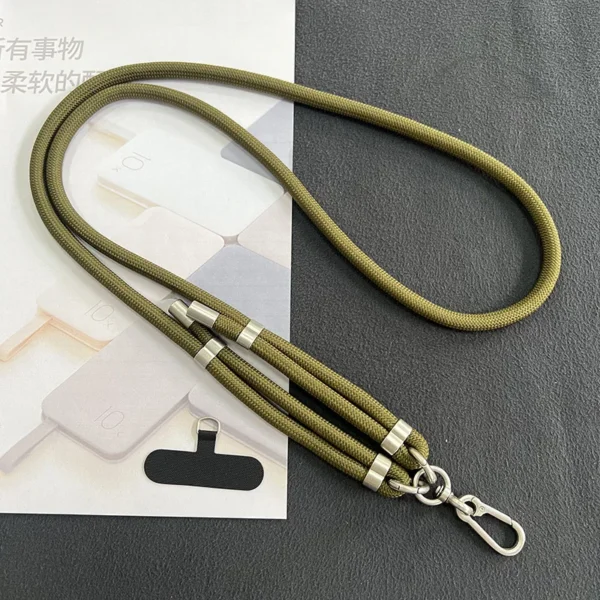 2024 New Lanyard Silver Double Buckle Adjustable Wrist Hand Crossbody Strap Cord Hang Mobile Cell Phone Shoulder Chain Key Rope