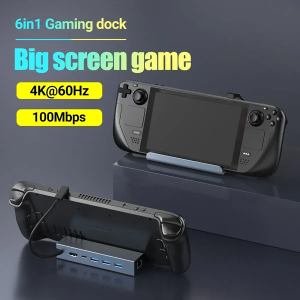 4K HD Type C Docking Station with HDMI, PD ,RJ45 ,USB2.0 Interface For Nintendo Switch/OLED Steam Deck Macbook Samsung and More