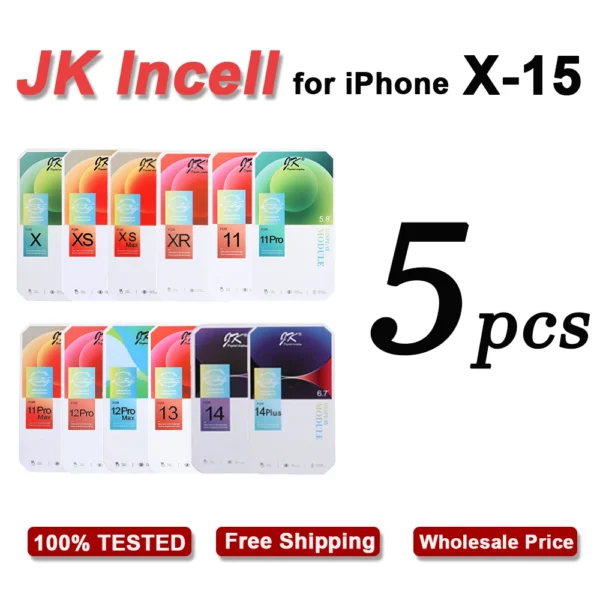 5 Pcs JK Incell for iPhone X XR XS 11 Pro Max 12 13 14 LCD Display Touch Digitizer Assembly Screen Replacement for iPhone XS Max
