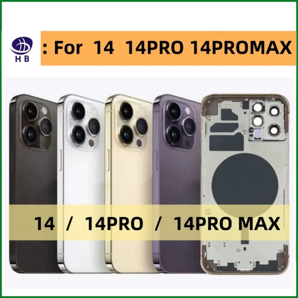 Back Housing For iPhone Battery Cover 14 14 Pro 14Pro Max+Middle Frame Chassis+with Side Buttons+SIM Tray+Tools 14PRO Back Cover