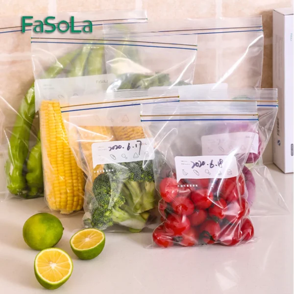FaSola Double Zipper Food Storage Bags Home Use Package Bags Refrigerator Plastic Bag
