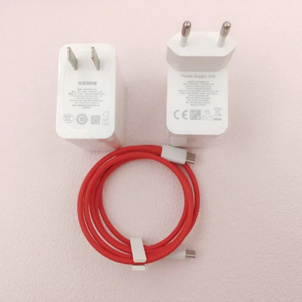 For Oneplus 65W Warp Charger Surper Fast Charging EU/US Adapter Type C To type C Cable For One Plus 1+ 9 Pro 9R 8 8T Nord N100