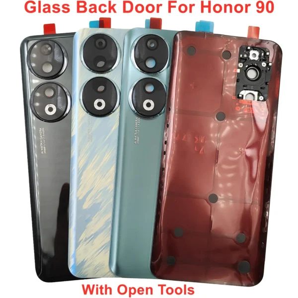 Glass Back Lid Door For Huawei Honor 90 Glass Battery Cover Honor90 Rear Housing Case Shell + Camera Lens + Adhesive Glue LOGO