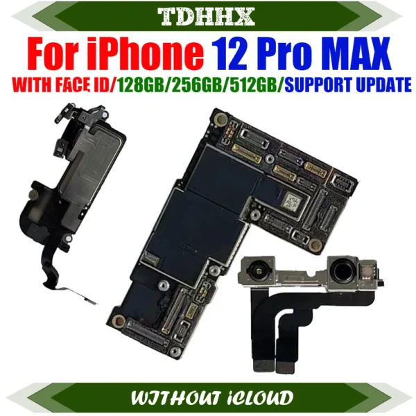 LL/A Version Clean iCloud Main Logic Board For iPhone 12 Pro Max With/No Face ID Camera Working Good Tested Motherboard Plate