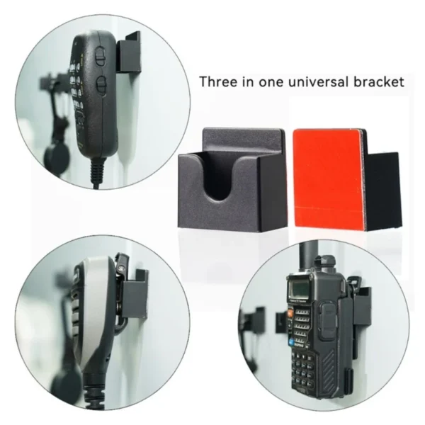 Walkies Talkies Holder 3 in 1 Clip Wall Mount ABS Clip Adhesive Back Rack Back Easy Installs Walkies Talkies Hold Device Stand