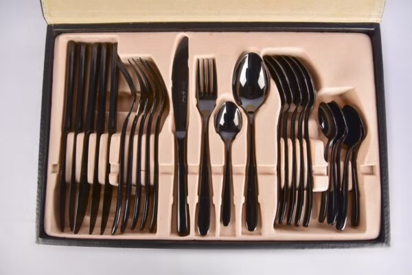 Luxury Black Titanium Cutlery Set (24 PCS)