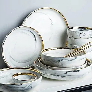 Marble Design Ceramic Dinner Plates (6 PCS)