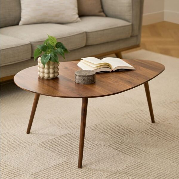 Mid Century Oval Wood Coffee Table，Living Room Tables Folding Table, Solid Wood