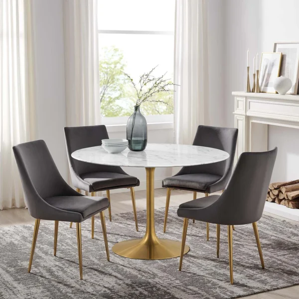 Marble-Top Gold Base Table