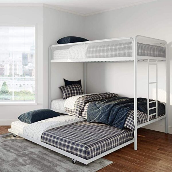 Metal Bunk Bed over Full Bed / Iron Loft over Queen Size Bunker