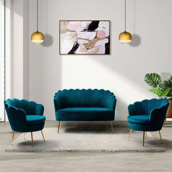 Sofas and More Hilton Chesterfield style Grey French Velvet fabric 3+2 Seater sofa set