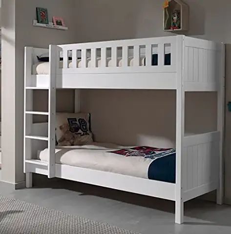 Wooden Loft Bed Frame, Bunk Bed for Kids with Adjustable Ladder