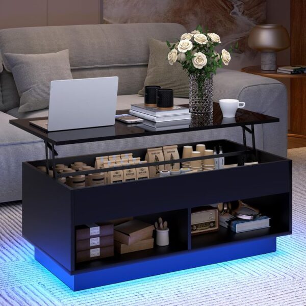 Round Coffee Table, Modern, Glass, Wooden Legs