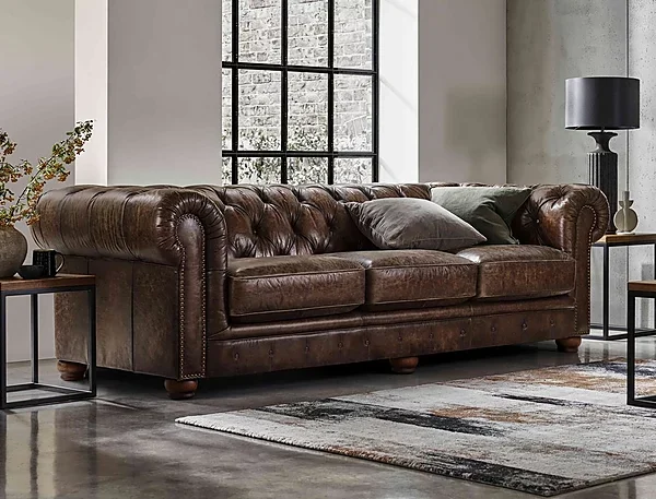 High-Back Leather Sofa