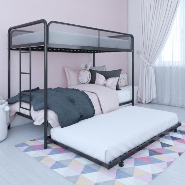 Iron Bunk Bed with Slide over Queen Size Bed for children
